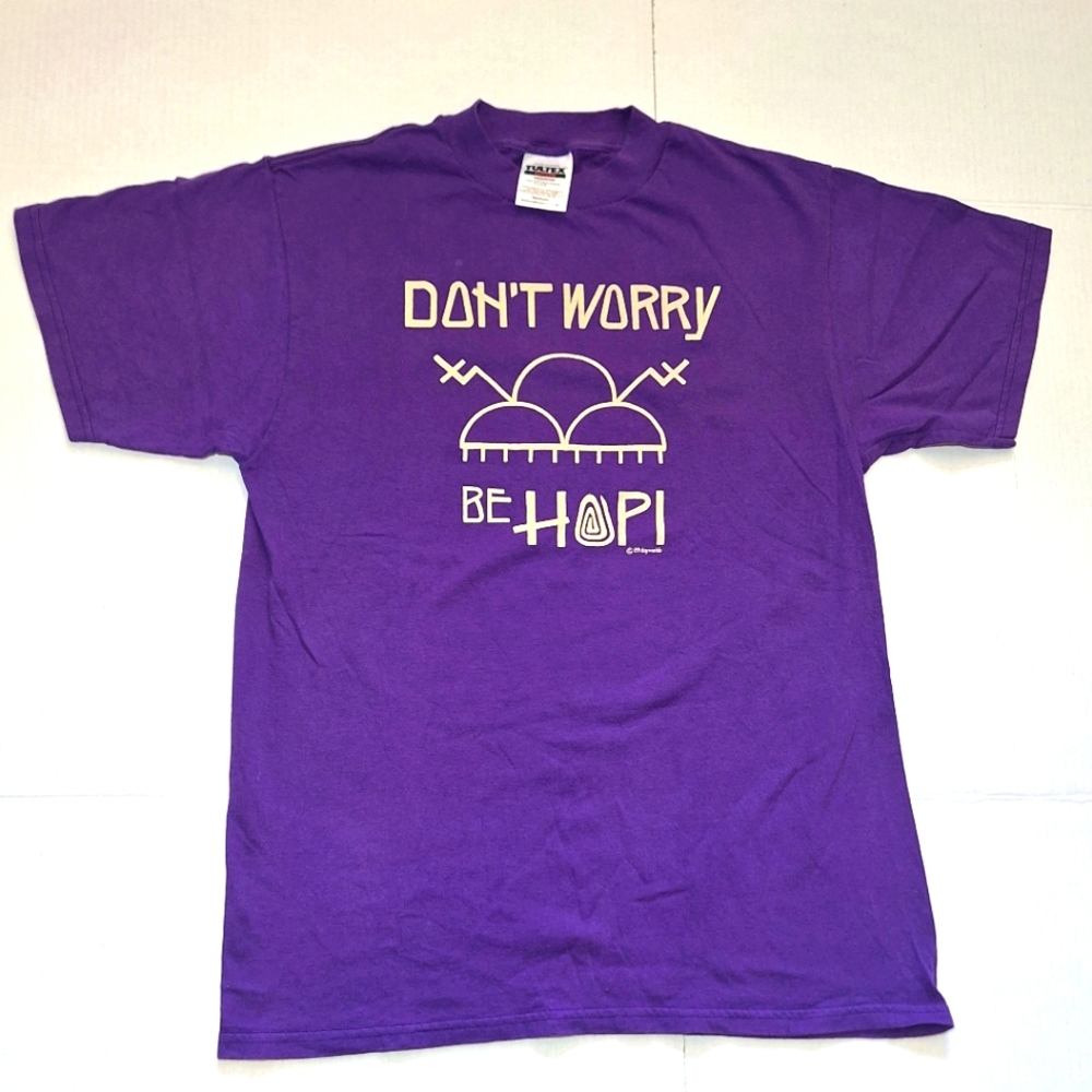 Vintage 89 DONT WORRY BE HOPI Tshirt Mens Size Medium Purple